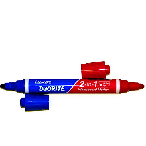 Маркер для м/м доски двухсторонний 1,0-3,0 мм, синий/красный Luxor Duorite, пулевидный ПУ