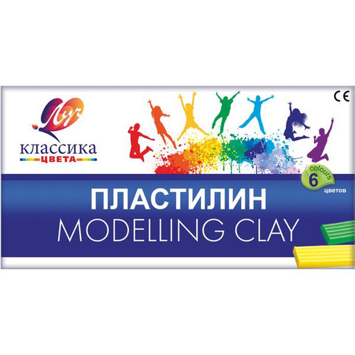 Пластилин классический ЛУЧ Классика цвета, 6 цветов, 120 г, стек в комплекте, к/уп.