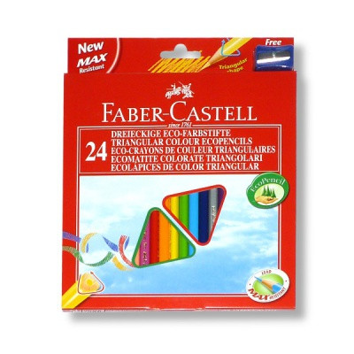 Карандаши цветные 24 шт. Faber-Castell, дерев. трехгранный корпус, с точилкой, в к/к