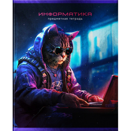 Тетрадь предметная 48 л., клетка, 60 г/м², обл. мел. картон, металлиз., BG Мир будущего_Информатика
