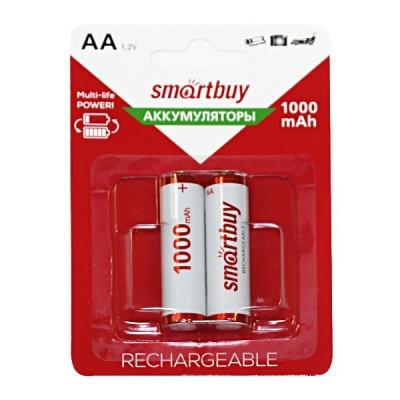 Аккумулятор AA/HR06 (2BL) 1000 mAh, 1.2 V, NiMh, Smartbuy (кратно 2)