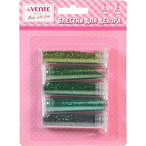 Блестки (глиттер) для декорирования deVENTE. Оттенки зеленого_5 цветов