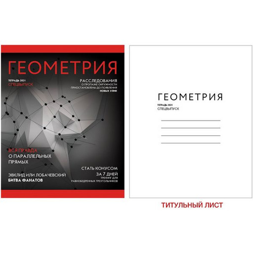 Тетрадь предметная 48 л., клетка, 60 г/м?, лам. глянцевая, Listoff Journal_Геометрия