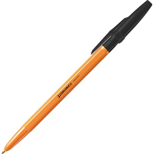 Ручка шариковая черная, 1.0 мм, узел Standard, оранж. корпус, CORVINA 51 Vintage