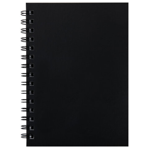 Скетчбук, белая бумага 160 г/м2, 145х205 мм, 60 л., гребень, твёрдая обложка ЧЕРНАЯ, BRAUBERG ART CLASSIC, 115072