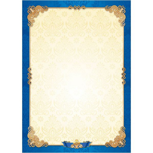 Бланк без надписей, с рамкой, А4, 105 г/м2, цв. мел. бумага, синий, Эконом