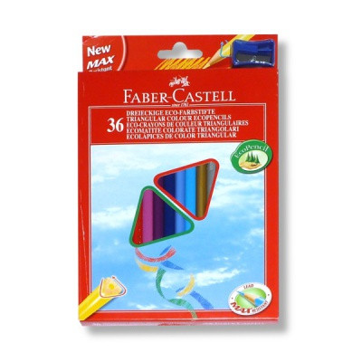 Карандаши цветные 36 шт. Faber-Castell, дерев. трехгранный корпус, с точилкой, в к/к