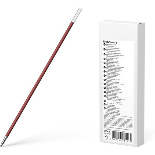 Стержень шариковый красный, 140 мм, 1.0 мм, н-к Standard, 2000 м, ErichKrause R-301/Ultra-10-20-30