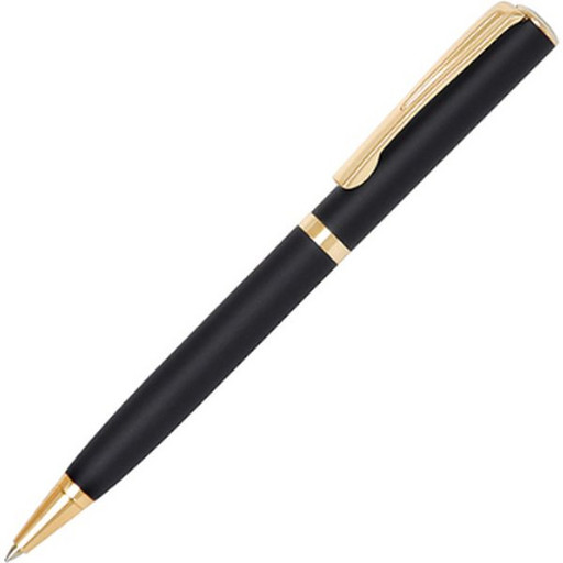 Ручка шариковая автоматическая Flair Golden Eve, 0.7 мм, синяя, метал. черный корпус