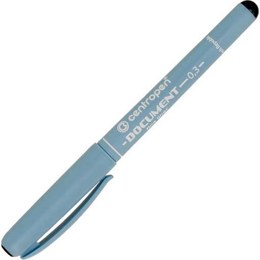 Ручка капиллярная (линер), черная, лин. 0.3 мм, ДП 500 м, трехгран. упор, метал. н-к, Centropen Document