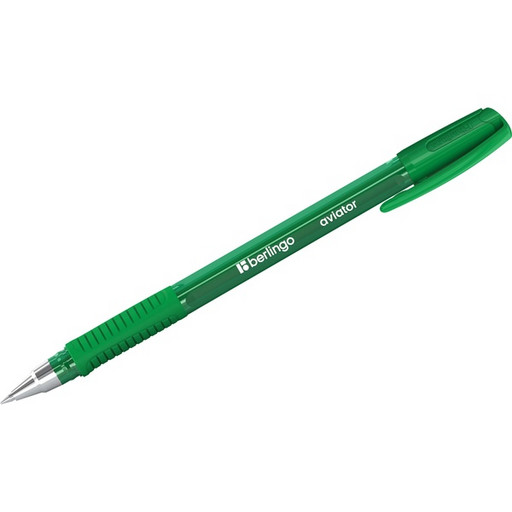 Ручка шариковая зеленая, 0.7 мм, эрг. грип, метал. н-к, трехгран. тон. корп., BERLINGO Aviator