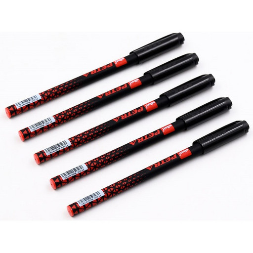 Ручка шариковая, красная, 0.7 мм "игла", круг. корпус, цв. принт, ELLOTT Petra