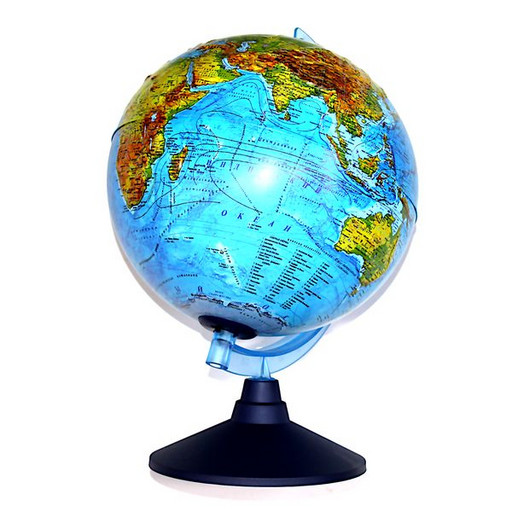 Глобус Земли интерактивный, с физико-политической картой, D25 см, рельефный, подсветка от АА, Globen