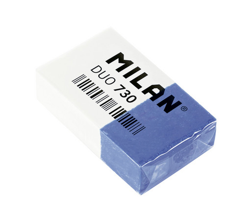 "Milan" Прямоугольный мягкий ластик Duo 730 3,9 х 2,4 х 1 см 30 шт. CPM730 бело-голубой