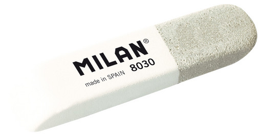 "Milan" Ластик 8030 скошенный комбинированный 6 х 1,4 х 10,7 см 30 шт. CCM8030BG бело-серый