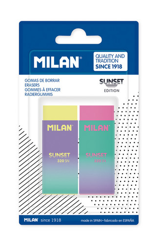 "Milan" Набор 2 ластика 320 Sunset в блистере 6,1 х 2,3 х 1,2 см BPM10452