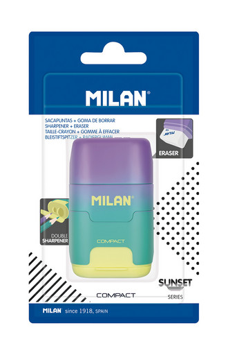 "Milan" Точилка пластиковая COMPACT Sunset в блистере СК/Распродажа бирюзово-желтый BYM10424
