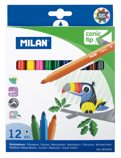 "Milan" Фломастеры на водной основе с конусообразным наконечником 612312 12 цв 612312