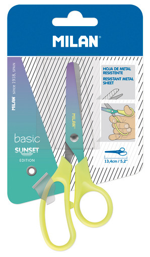 "Milan" Канцелярские ножницы BASIC SUNSET с лезвиями из нержавеющей стали желтые BWM10444Y