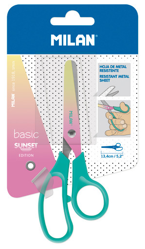 "Milan" Канцелярские ножницы BASIC SUNSET с лезвиями из нержавеющей стали бирюзовые BWM10444T