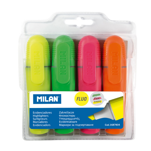 "Milan" Набор текстовыделителей 4.8мм 4 цв. перо скошенное 1687804