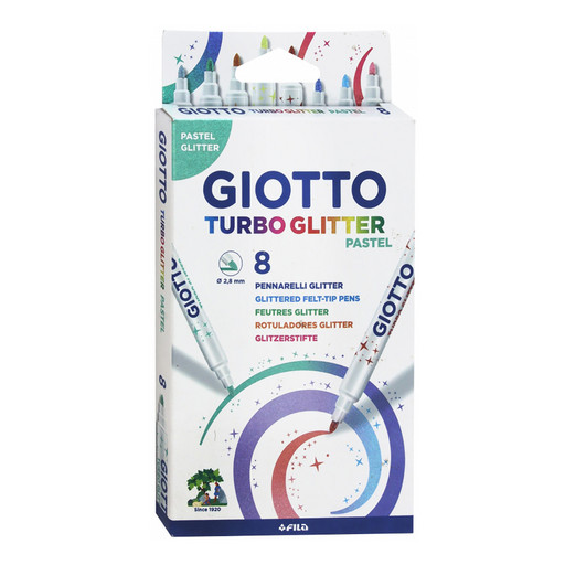 "Giotto" TURBO GLITTER Блестящие фломастеры с глиттером, пастельные цвета 8 цв F426300
