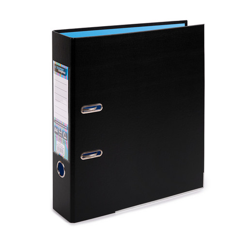 "Expert Complete" BLACK&COLOR Регистратор PVC, 2-х стороннее покрытие, мет.уг. 75 мм 10 шт. Trend A4 арочный механ. лён черный/голубой ЕС100262108