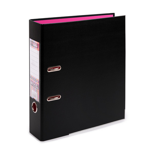 "Expert Complete" BLACK&COLOR Регистратор PVC, 2-х стороннее покрытие, мет.уг. 75 мм 10 шт. Trend A4 арочный механ. лён черный/розовый ЕС100262113