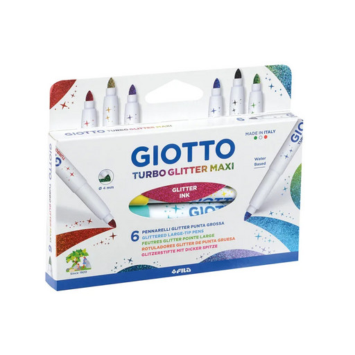 "Giotto" TURBO GLITTER MAXI Фломастеры со специальными блестящими чернилами 6 цв F426600