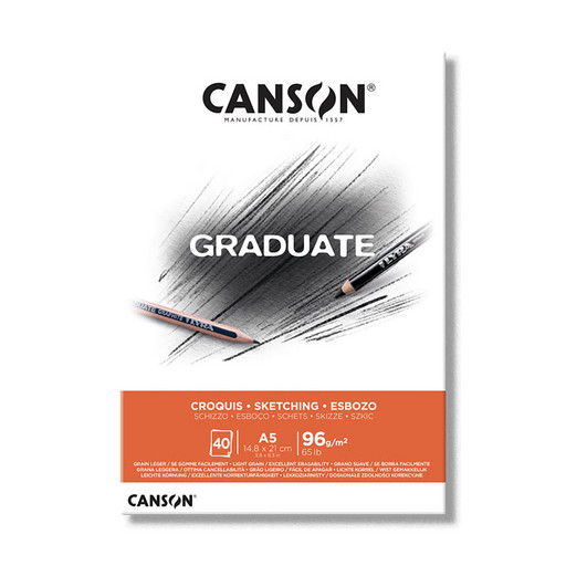 "Canson" Альбом для набросков "Graduate Sketching" 96 г/м2 A5 14.8 х 21 см склейка с одной стороны 40 л. C400110361
