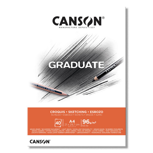 "Canson" Альбом для набросков "Graduate Sketching" 96 г/м2 A4 21 х 27.9 см склейка с одной стороны 40 л. C400110362