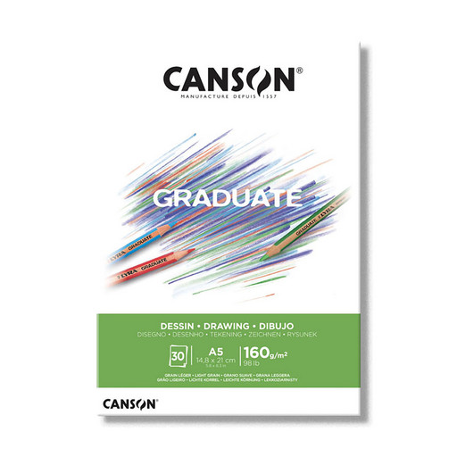 "Canson" Альбом для смешанных техник "Graduate Drawing" 160 г/м2 A5 14.8 х 21 см склейка с одной стороны 30 л. C400110364