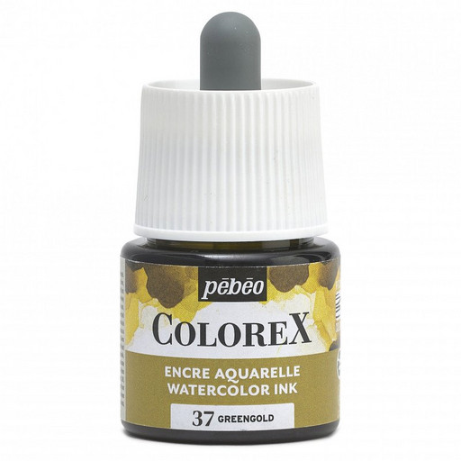 Краска акварель "PEBEO" акварельные чернила Colorex во флаконе с пипеткой 45 мл 417037 зелено-золотистый