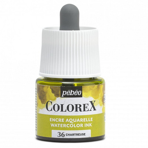 Краска акварель "PEBEO" акварельные чернила Colorex во флаконе с пипеткой 45 мл 417036 шартрез
