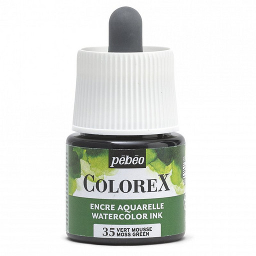 Краска акварель "PEBEO" акварельные чернила Colorex во флаконе с пипеткой 45 мл 417035 зеленый мох