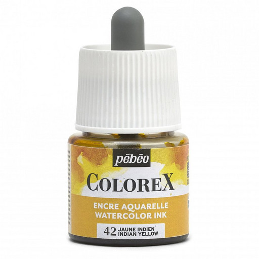 Краска акварель "PEBEO" акварельные чернила Colorex во флаконе с пипеткой 45 мл 417042 желтый индийский
