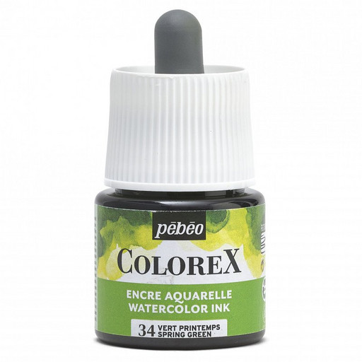 Краска акварель "PEBEO" акварельные чернила Colorex во флаконе с пипеткой 45 мл 417034 зеленый весенний