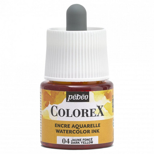 Краска акварель "PEBEO" акварельные чернила Colorex во флаконе с пипеткой 45 мл 417004 желтый темный