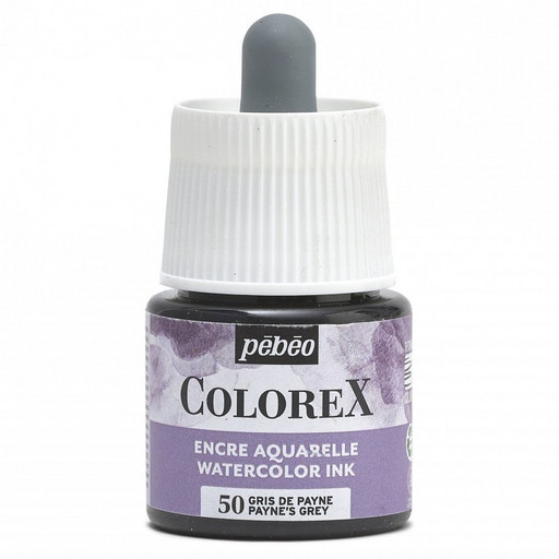 Краска акварель "PEBEO" акварельные чернила Colorex во флаконе с пипеткой 45 мл 417050 серый Пейна