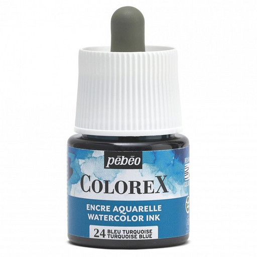 Краска акварель "PEBEO" акварельные чернила Colorex во флаконе с пипеткой 45 мл 417024 бирюзово-синий