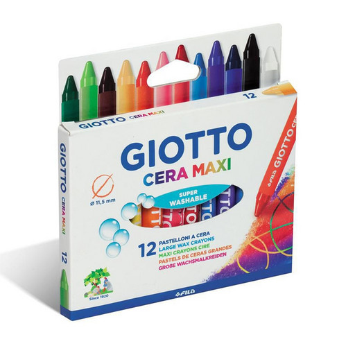 "Giotto" CERA MAXI Карандаши цветные восковые утолщенные заточенный 12 цв. F291200