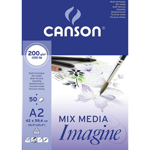 "Canson" Альбом для графики Imagine 200 г/м2 A2 42 х 59.4 см склейка с одной стороны 50 л. С200006003