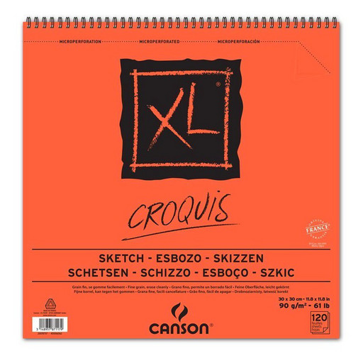 "Canson" Альбом для графики XL Croquis 90 г/м2 A4+ 30 х 30 см на спирали 120 л. С200787117