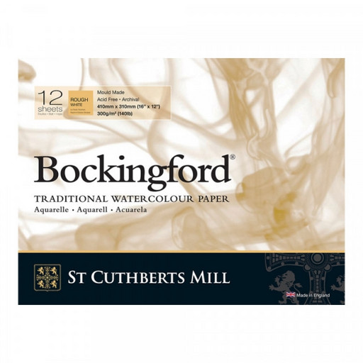 "St. Cuthberts Mill" Альбом для акварели "Bockingford Rough" 100% целлюлоза 300 г/м2 31 х 41 см склейка с одной стороны 12 л. T47430001011E крупнозернистая