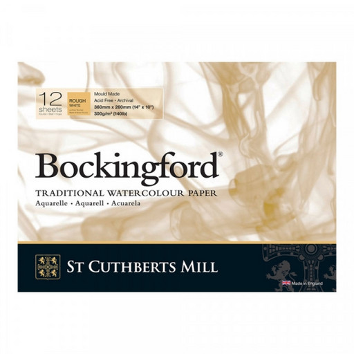 "St. Cuthberts Mill" Альбом для акварели "Bockingford Rough" 100% целлюлоза 300 г/м2 26 х 36 см склейка с одной стороны 12 л. T47430001011D крупнозернистая