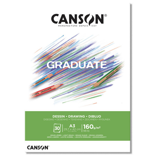 "Canson" Альбом для смешанных техник "Graduate Drawing" 160 г/м2 A3 29.7 х 42 см склейка с одной стороны 30 л. C400110366
