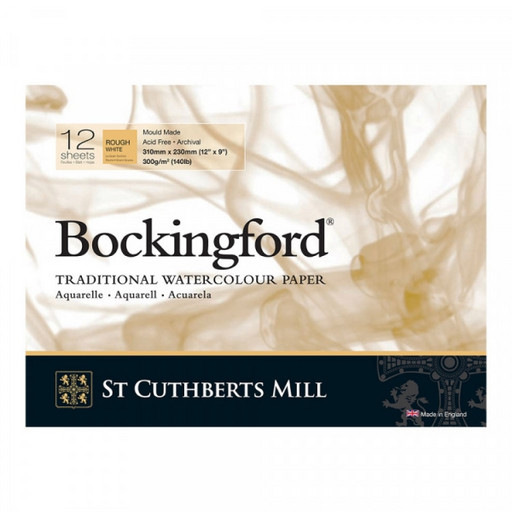 "St. Cuthberts Mill" Альбом для акварели "Bockingford Rough" 100% целлюлоза 300 г/м2 23 х 31 см склейка с одной стороны 12 л. T47430001011C крупнозернистая