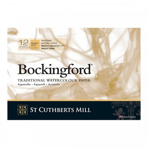 "St. Cuthberts Mill" Альбом для акварели "Bockingford Rough" 100% целлюлоза 300 г/м2 18 х 26 см склейка с одной стороны 12 л. T47430001011B крупнозернистая