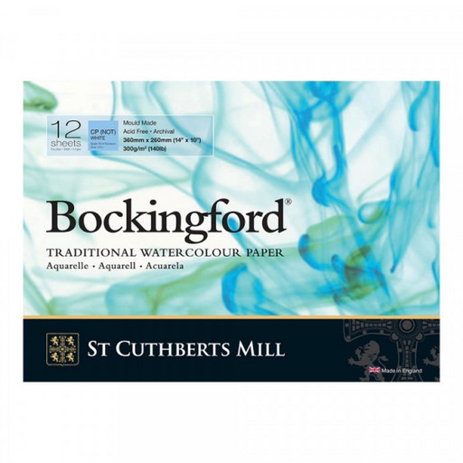 "St. Cuthberts Mill" Альбом для акварели "Bockingford CP" 100% целлюлоза 300 г/м2 26 х 36 см склейка с одной стороны 12 л. T47130001011D среднезернистая