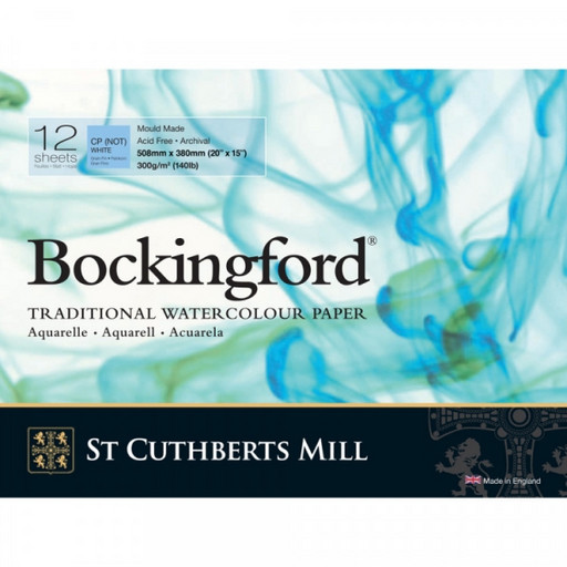 "St. Cuthberts Mill" Альбом для акварели "Bockingford CP" 100% целлюлоза 300 г/м2 38 х 51 см склейка с одной стороны 12 л. T47130001013Z среднезернистая